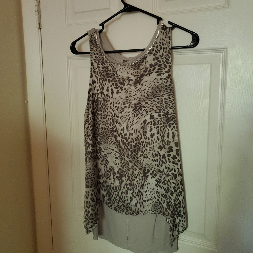 JLo high low animal print shirt. Size S